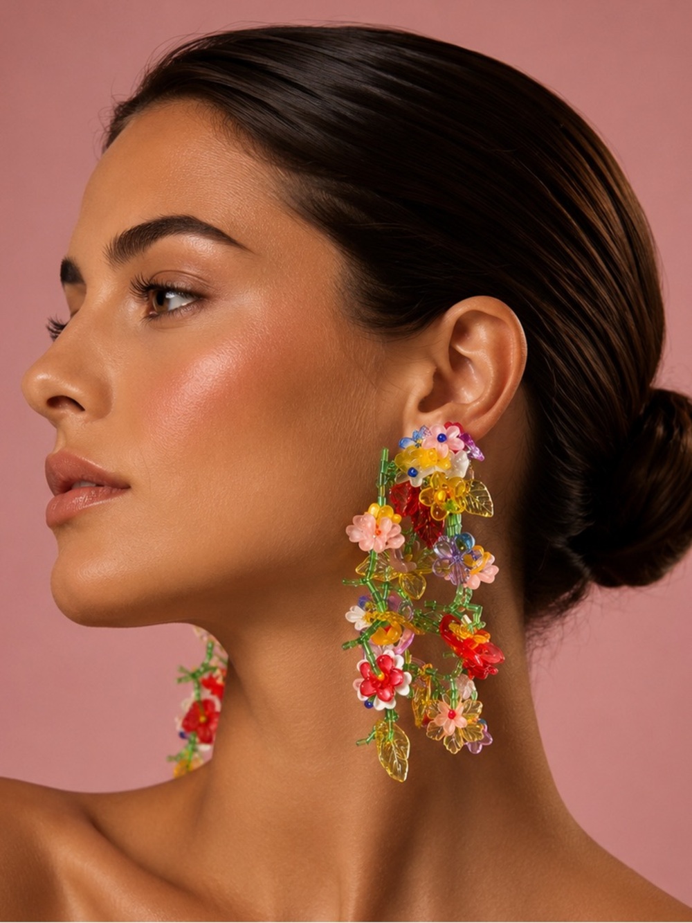 (NEW NWT) Colorful Floral Statement Earrings